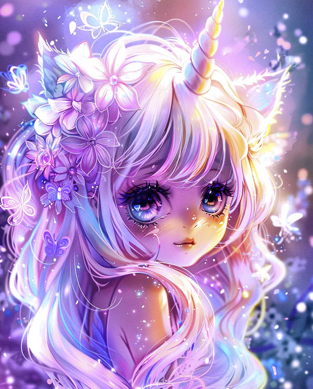 Diamantmosaik - Einhornmädchen, 20x25cm