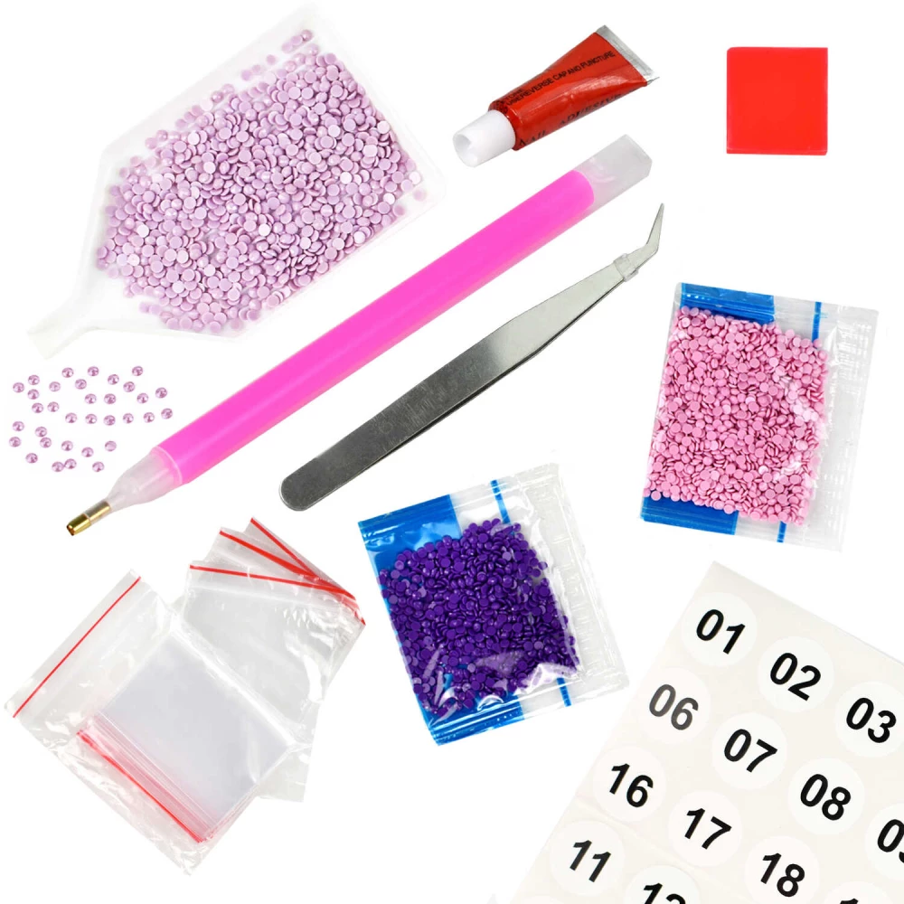 Dimanta mozaīka uz apakšrāmja - Kaķis un dārgakmeņi, 30x40cm