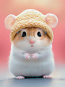 Glezna pēc numuriem - Žurka cepurē, 15x20cm