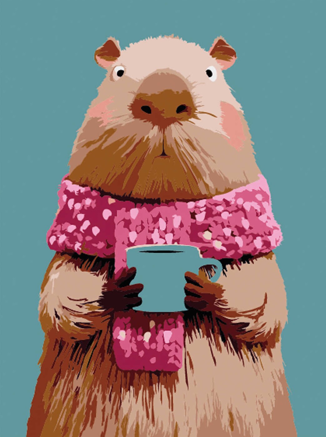 Malerei nach Zahlen - Capybara mit Kaffee, 15x20cm