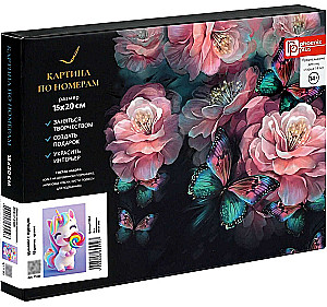 Glezna pēc numuriem - Vienradzis ar konfekti, 15x20cm