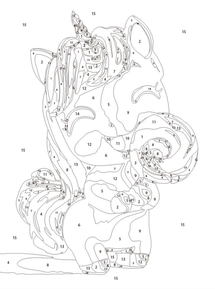 Glezna pēc numuriem - Vienradzis ar konfekti, 15x20cm