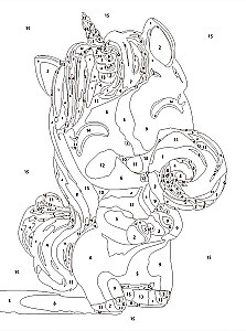 Glezna pēc numuriem - Vienradzis ar konfekti, 15x20cm