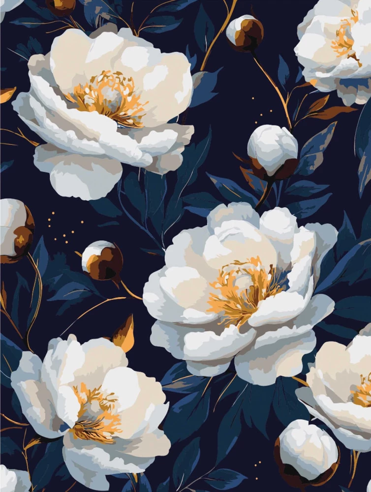 Glezna pēc numuriem - Baltie magones, 30x40cm