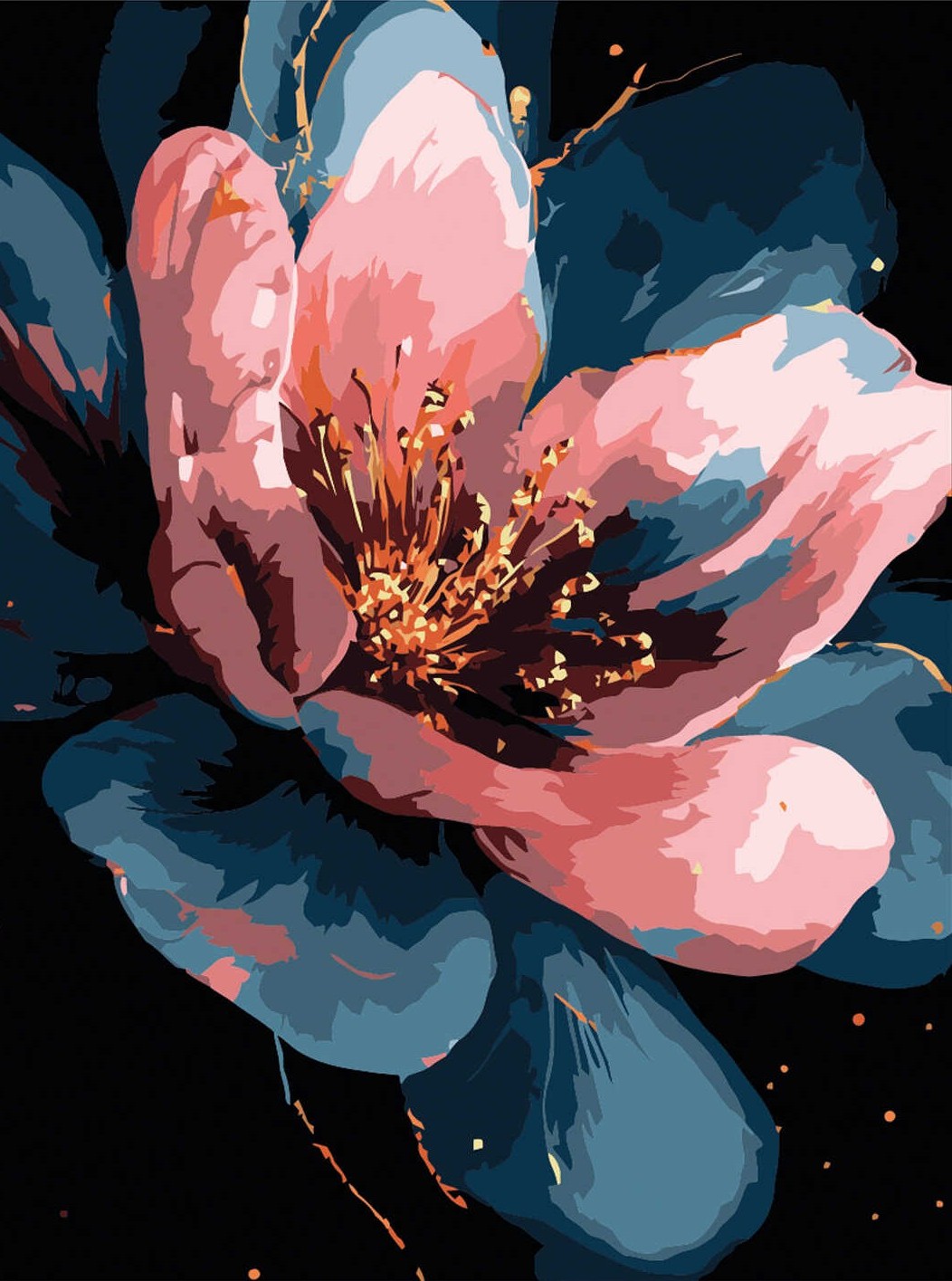 Bild nach Zahlen mit Kristallen - Glühende Blume, 30x40cm