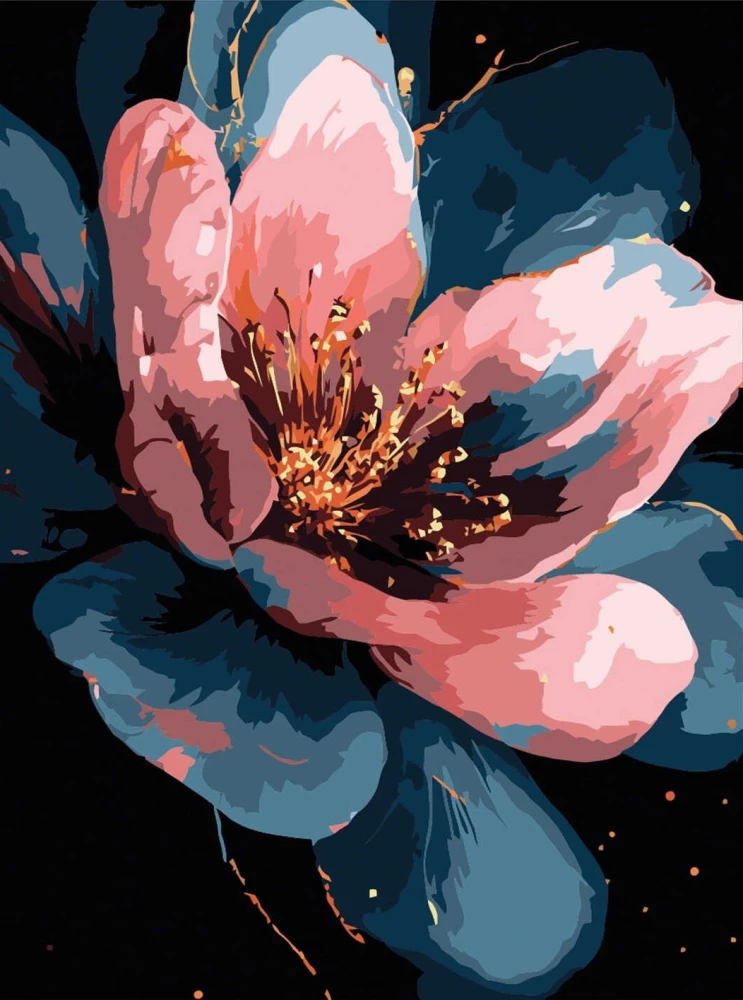 Attēls pēc numuriem ar kristāliem - Mirdzošs zieds, 30x40cm