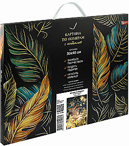 Glezna pēc numuriem ar zeltu - Meitene ar zvaigznēm, 30x40cm