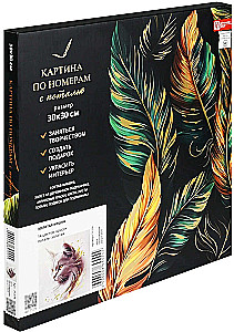 Glezna pēc numuriem ar zeltu - Zelta kaķis, 30x30cm