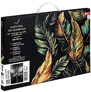 Glezna pēc numuriem ar zeltu - Meitene ar tauriņu, melns audekls, 30x40cm