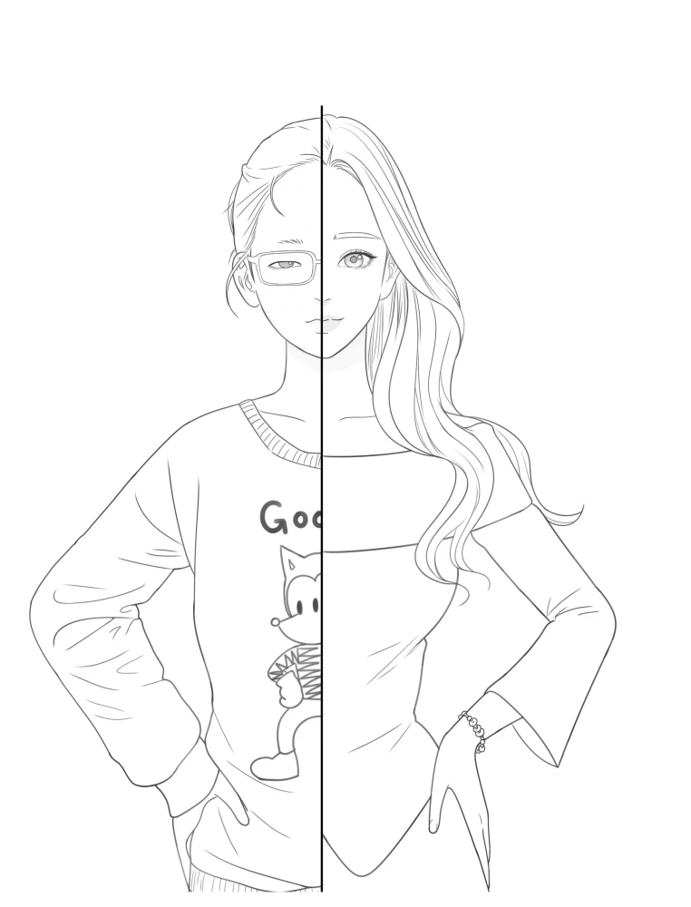 Истинная красота. Раскраска по вебтуну