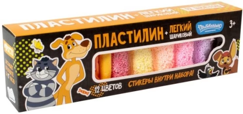 Легкий пластилин - Простоквашино, 12 цветов