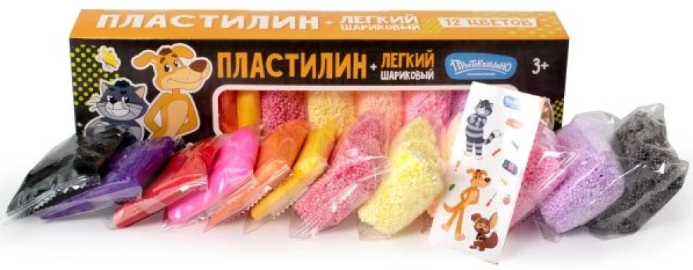 Lengvas plastilinas - Prostokvašino, 12 spalvų