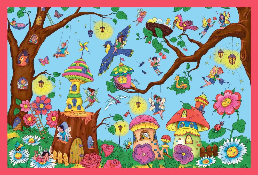 Plakat do kolorowania z grami. Kraina wróżek