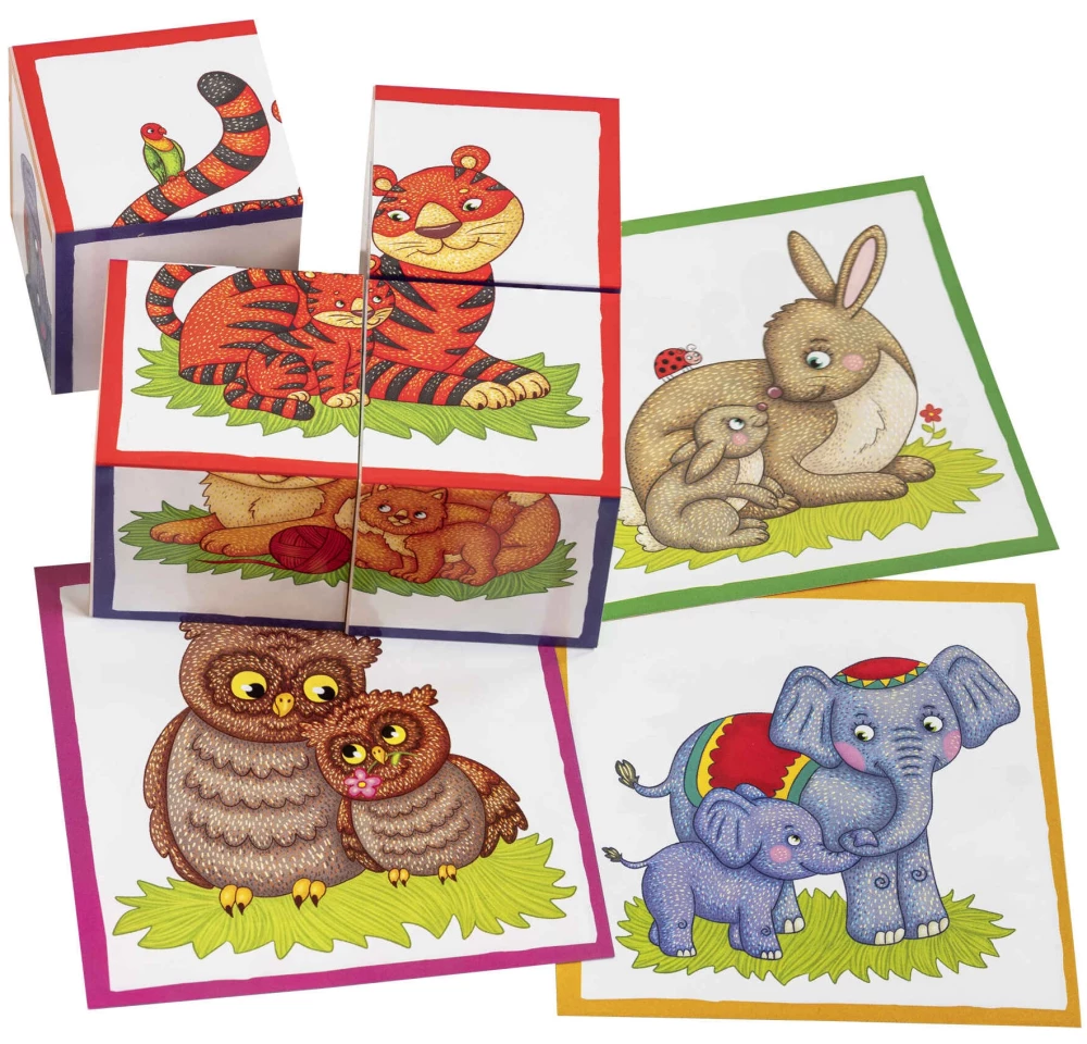 Intelligente Würfel. Bei der Katze ist ein Kätzchen, 4 Stück