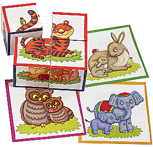 Intelligente Würfel. Bei der Katze ist ein Kätzchen, 4 Stück