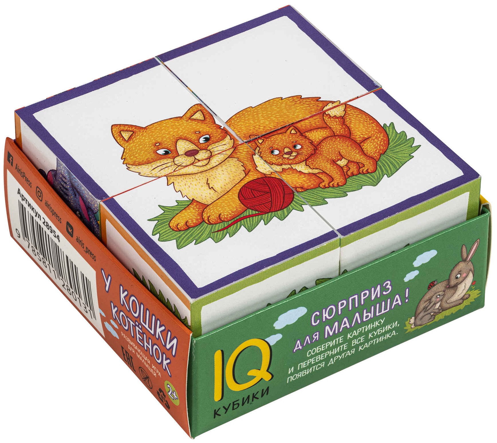 Intelligente Würfel. Bei der Katze ist ein Kätzchen, 4 Stück