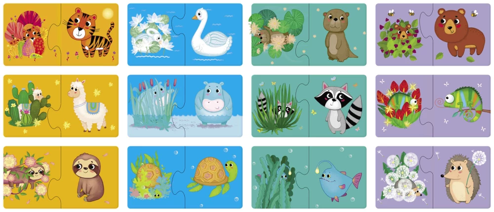 IQ игры для самых маленьких. Парочки. Угадай, кто где прячется. 2+