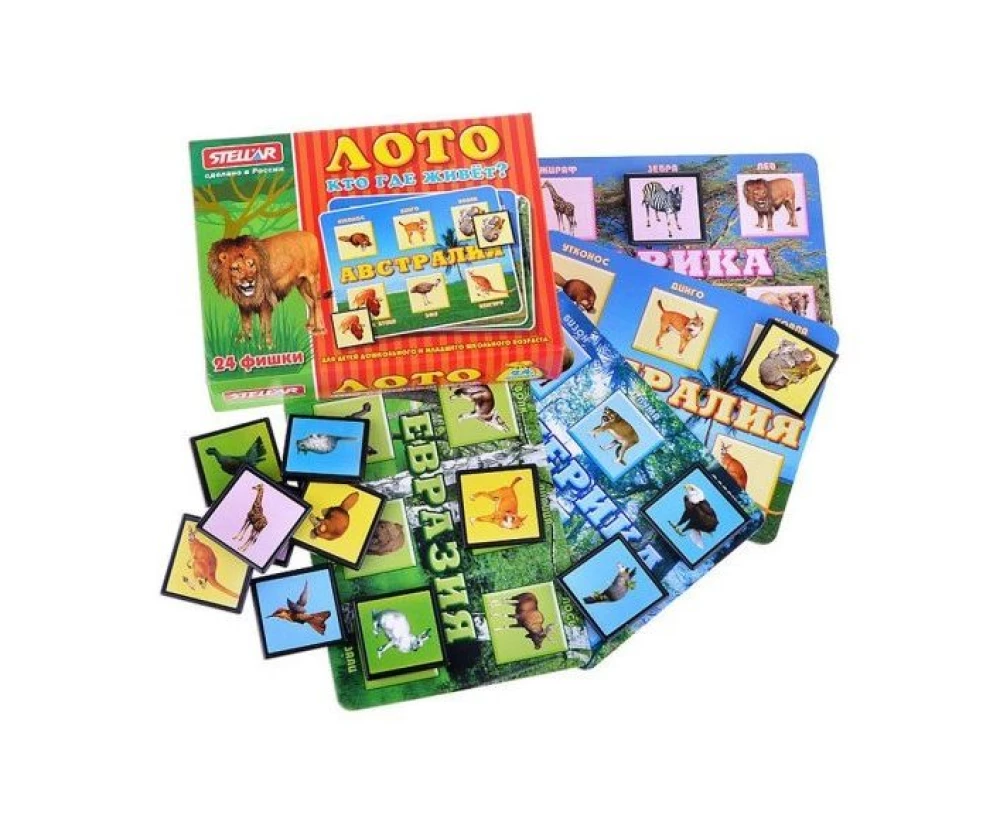 Настольная игра Лото. Кто где живет? (24 фишки)