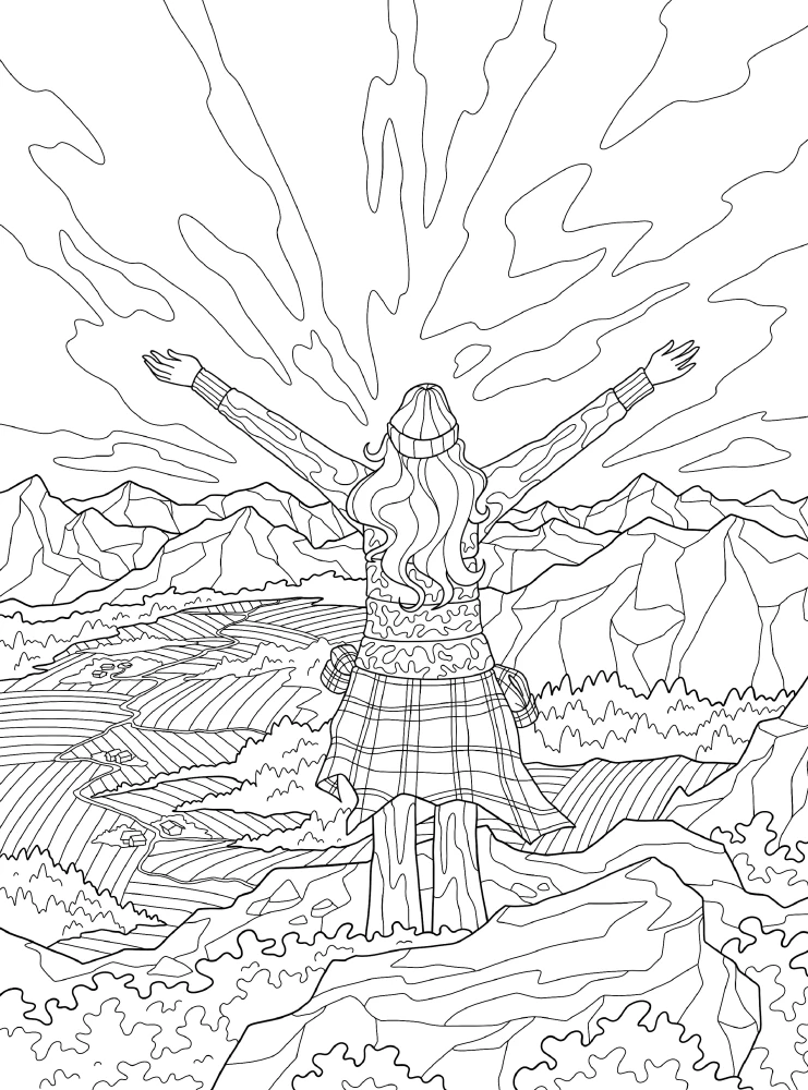 Siła wewnętrznego wsparcia. Kolorowanka-meditacja. Uspokajające krajobrazy i wspierające cytaty