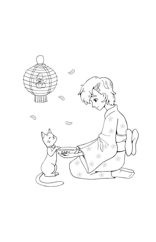 Japan. Spirits and Technologies. Stress Relief Coloring