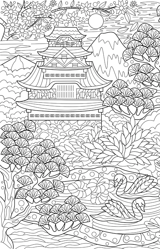 Japan. Spirits and Technologies. Stress Relief Coloring