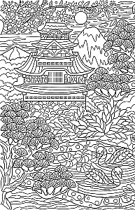 Japan. Spirits and Technologies. Stress Relief Coloring