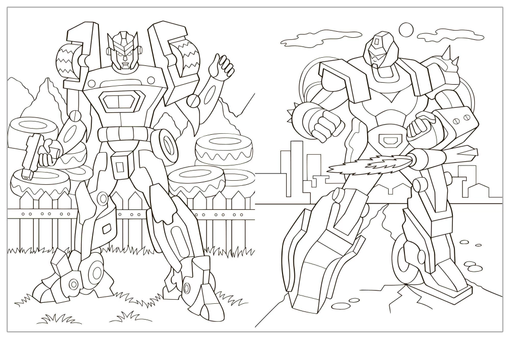 Coloring Books with Stickers. Robots