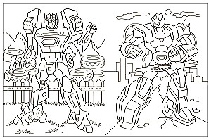 Coloring Books with Stickers. Robots