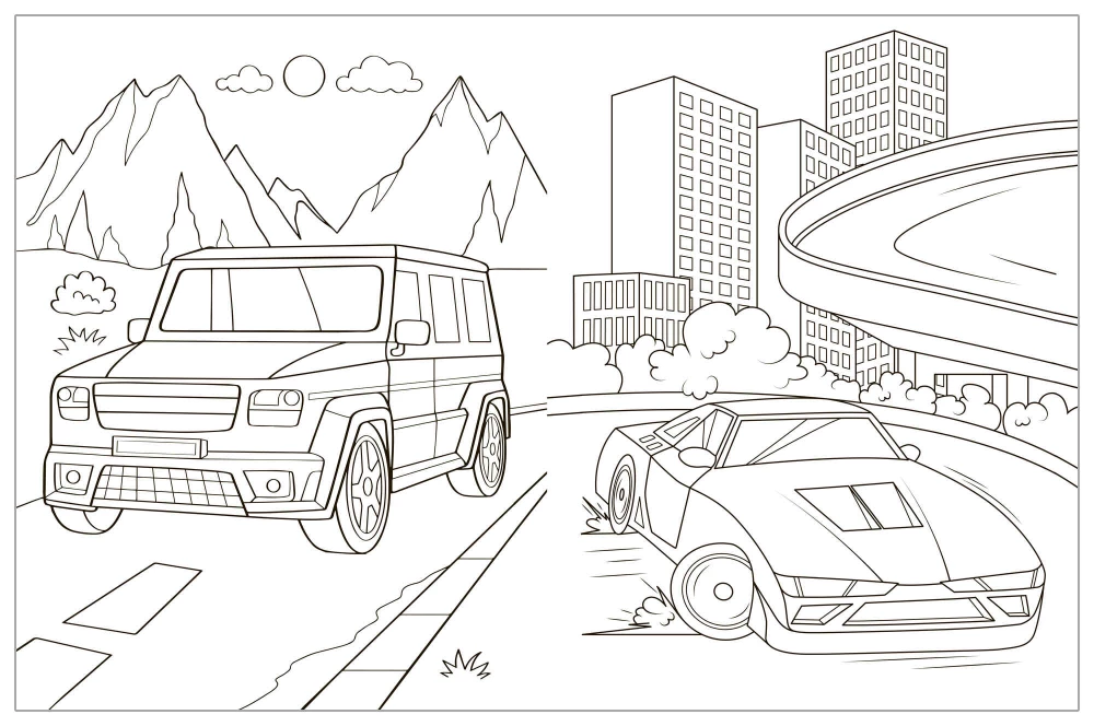 Coloring Books with Stickers. Cars