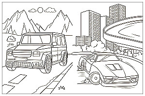 Coloring Books with Stickers. Cars