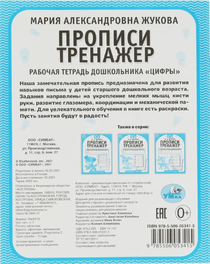 Ćwiczenia pisania. Podręcznik przedszkolaka. Liczby