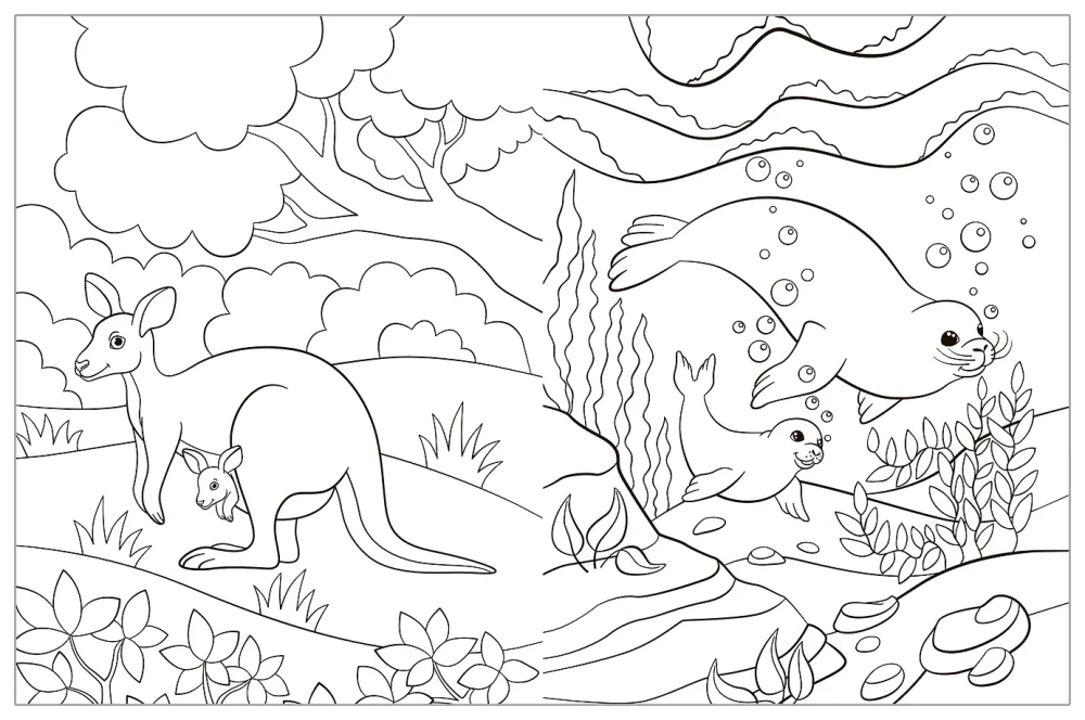 Coloring Books with Stickers. Animals