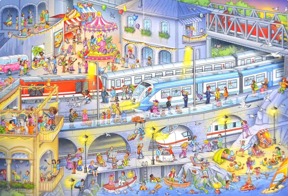 Wimmelbuch. Trains. Let's Go on a Journey!