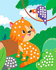 Mosaik-Applikation. Waschbär, Füchslein, Tigerchen