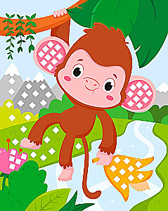 Mosaik-Applikation. Giraffe, Elefantenbaby, Äffchen