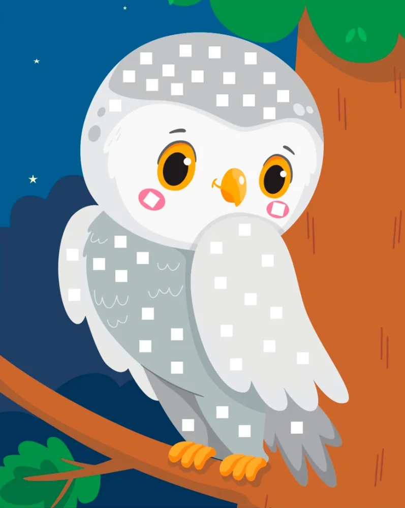 Mosaik-Applikation. Eule, Specht, Schmetterling