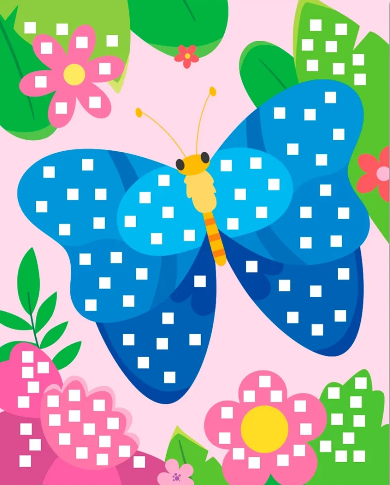 Mosaik-Applikation. Eule, Specht, Schmetterling