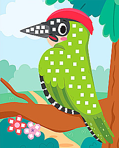 Mosaik-Applikation. Eule, Specht, Schmetterling