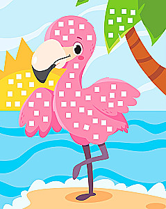 Mosaik-Anwendung. Tukan, Papagei, Flamingo