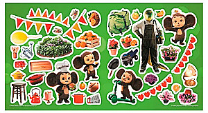 Sticker Cartoon. Cheburashka. Eared Superhero