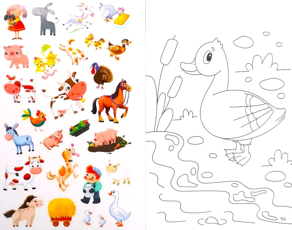 Coloring Book with Stickers. Pets
