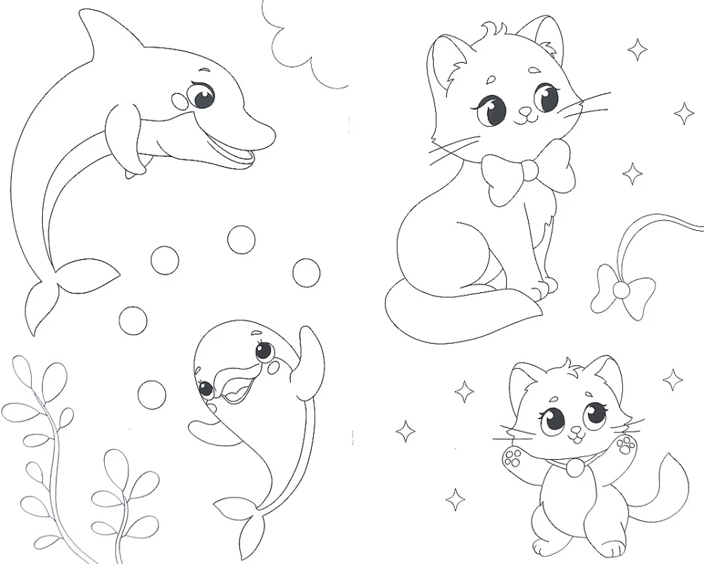 Coloring Book with Stickers. Moms and Babies