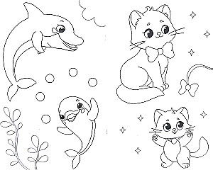 Coloring Book with Stickers. Moms and Babies