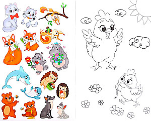 Coloring Book with Stickers. Moms and Babies