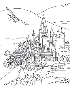 Koulu Poootori maagilised nurgad. Värvimisraamat Harry Potteri universumist