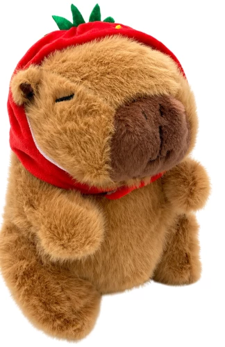 Weichspielzeug - Capybara in Erdbeermütze, 22 cm