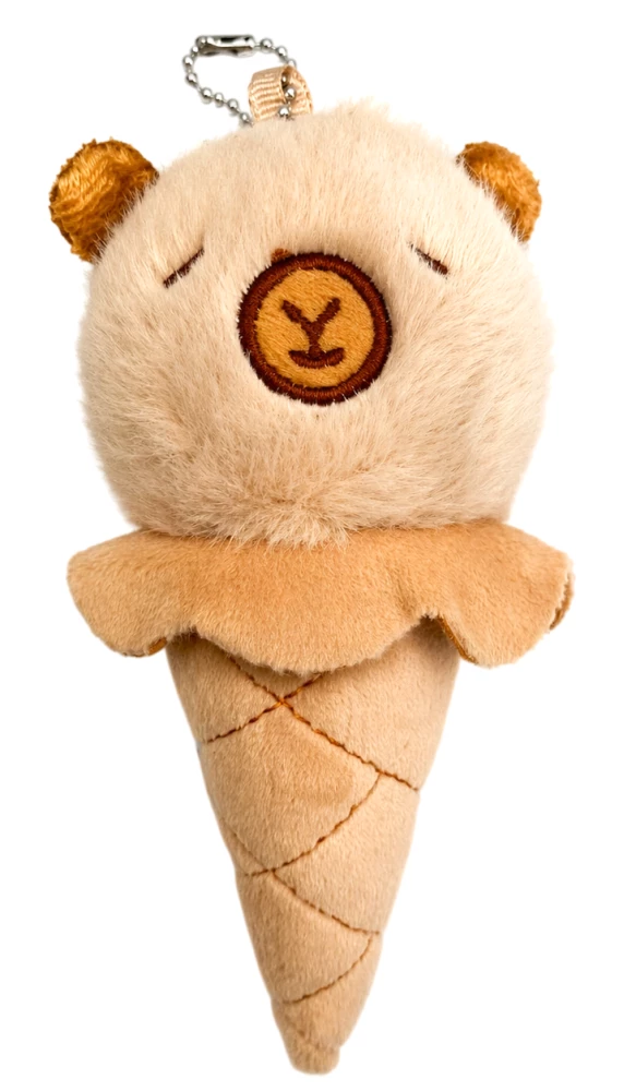 Soft Toy - Ice Cream Capybara, 14cm, white, with a pendant