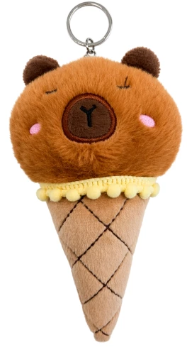 Soft Toy - Ice Cream Capybara, 14cm, Brown, with Pendant