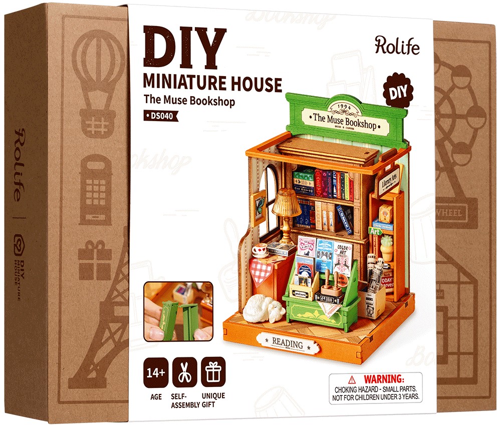 3D-saliekamā miniātūra ROBOTIME - The Muse Bookshop, 114 detaļas