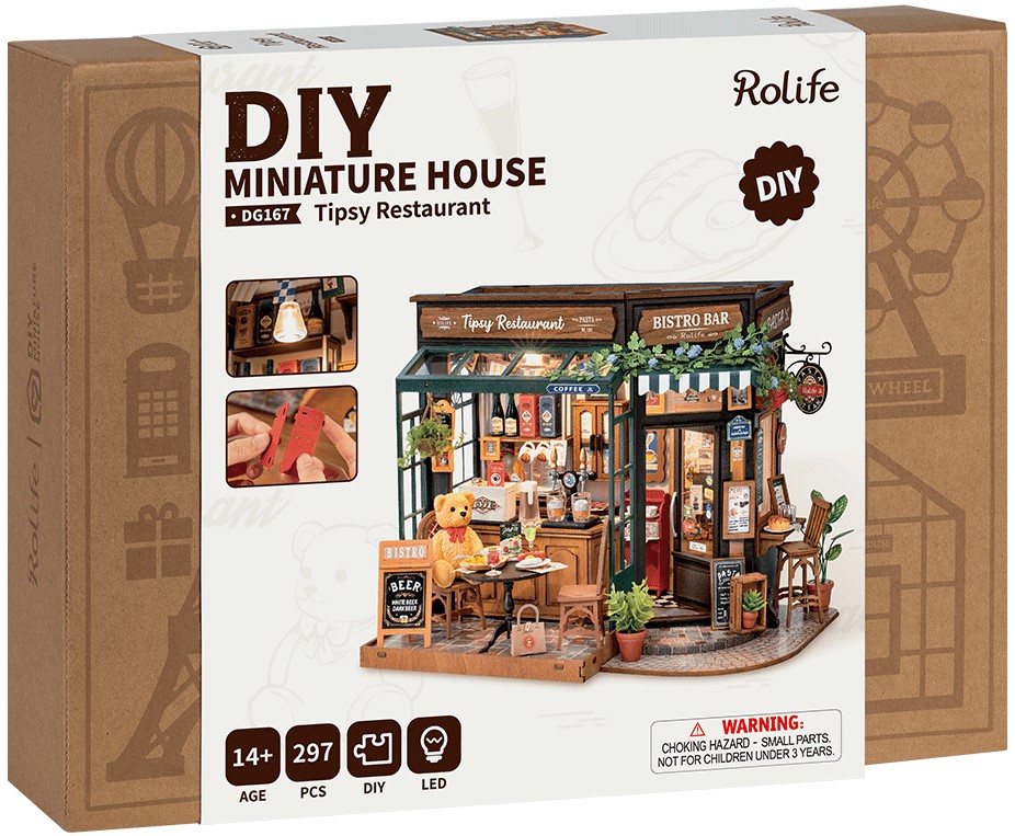 3D-saliekamā miniātūra ROBOTIME - Tipsy Restaurant, 296 detaļas